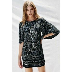 Free People Black and Silver Midi Dress